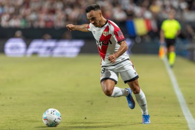 Madrid, İspanya - 31 Ağustos 2025: Rayo Vallecano ile FC Barcelona arasındaki lig maçı. EA Spor Ligi 2024-2025. Rayo Vallecano oyuncuları. Profesyonel Lig. EuroRadio.
