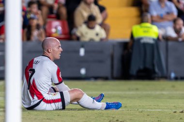 Madrid, İspanya - 31 Ağustos 2025: Rayo Vallecano ile FC Barcelona arasındaki lig maçı. EA Spor Ligi 2024-2025. Rayo Vallecano oyuncuları. Profesyonel Lig. EuroRadio.