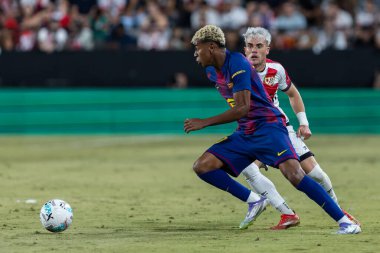 Madrid, İspanya - 31 Ağustos 2025: Rayo Vallecano ile FC Barcelona arasındaki lig maçı. EA Spor Ligi 2024-2025. Futbolcular. Profesyonel lig.