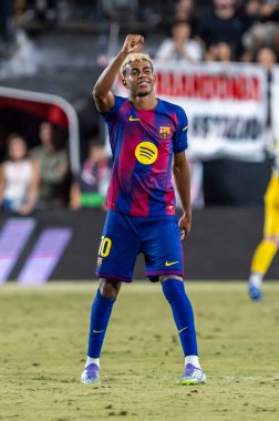 Madrid, İspanya - 31 Ağustos 2025: Rayo Vallecano ile FC Barcelona arasındaki lig maçı. EA Spor Ligi 2024-2025. FC Barcelona oyuncuları. Profesyonel lig.