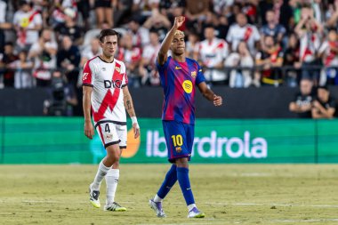 Madrid, İspanya - 31 Ağustos 2025: Rayo Vallecano ile FC Barcelona arasındaki lig maçı. EA Spor Ligi 2024-2025. Futbolcular. Profesyonel lig.