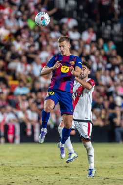 Madrid, İspanya - 31 Ağustos 2025: Rayo Vallecano ile FC Barcelona arasındaki lig maçı. EA Spor Ligi 2024-2025. Futbolcular. Profesyonel lig.