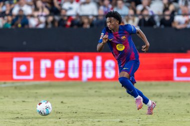 Madrid, İspanya - 31 Ağustos 2025: Rayo Vallecano ile FC Barcelona arasındaki lig maçı. EA Spor Ligi 2024-2025. FC Barcelona oyuncuları. Profesyonel lig.