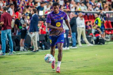 Madrid, İspanya - 31 Ağustos 2025: Rayo Vallecano ile FC Barcelona arasındaki lig maçı. EA Spor Ligi 2024-2025. FC Barcelona oyuncuları. Profesyonel lig.