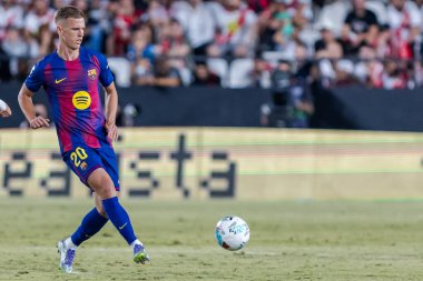 Madrid, İspanya - 31 Ağustos 2025: Rayo Vallecano ile FC Barcelona arasındaki lig maçı. EA Spor Ligi 2024-2025. FC Barcelona oyuncuları. Profesyonel lig.