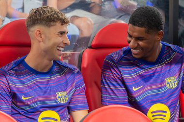 Madrid, İspanya - 31 Ağustos 2025: Rayo Vallecano ile FC Barcelona arasındaki lig maçı. EA Spor Ligi 2024-2025. FC Barcelona oyuncuları. Profesyonel lig.