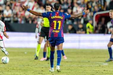 Madrid, İspanya - 31 Ağustos 2025: Rayo Vallecano ile FC Barcelona arasındaki lig maçı. EA Spor Ligi 2024-2025. Futbolcular. Profesyonel lig.