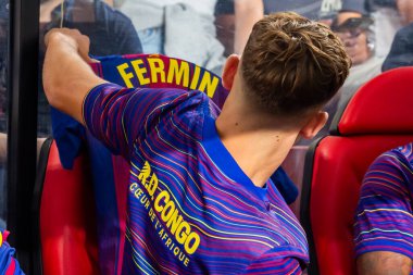 Madrid, İspanya - 31 Ağustos 2025: Rayo Vallecano ile FC Barcelona arasındaki lig maçı. EA Spor Ligi 2024-2025. FC Barcelona oyuncuları. Profesyonel lig.