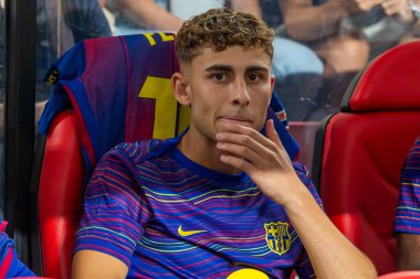 Madrid, İspanya - 31 Ağustos 2025: Rayo Vallecano ile FC Barcelona arasındaki lig maçı. EA Spor Ligi 2024-2025. FC Barcelona oyuncuları. Profesyonel lig.