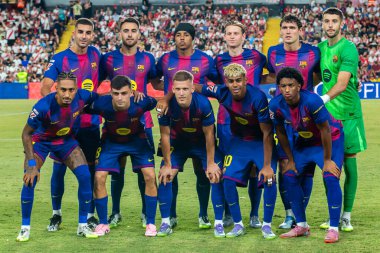 Madrid, İspanya - 31 Ağustos 2025: Rayo Vallecano ile FC Barcelona arasındaki lig maçı. EA Spor Ligi 2024-2025. FC Barcelona oyuncuları. Profesyonel lig.