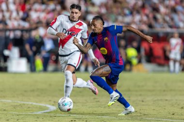 Madrid, İspanya - 31 Ağustos 2025: Rayo Vallecano ile FC Barcelona arasındaki lig maçı. EA Spor Ligi 2024-2025. Futbolcular. Profesyonel lig.