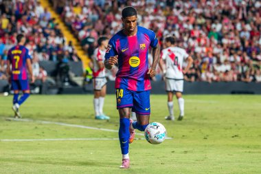 Madrid, İspanya - 31 Ağustos 2025: Rayo Vallecano ile FC Barcelona arasındaki lig maçı. EA Spor Ligi 2024-2025. FC Barcelona oyuncuları. Profesyonel lig.