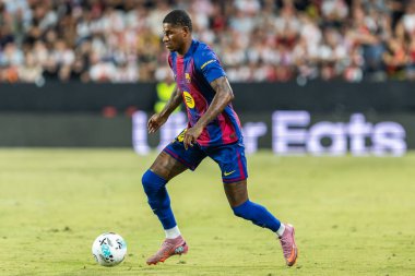 Madrid, İspanya - 31 Ağustos 2025: Rayo Vallecano ile FC Barcelona arasındaki lig maçı. EA Spor Ligi 2024-2025. FC Barcelona oyuncuları. Profesyonel lig.