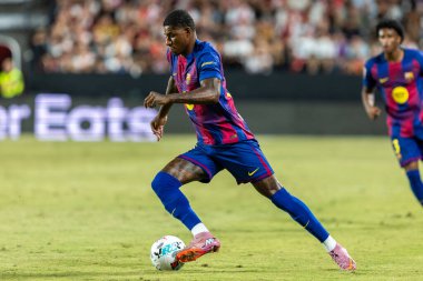 Madrid, İspanya - 31 Ağustos 2025: Rayo Vallecano ile FC Barcelona arasındaki lig maçı. EA Spor Ligi 2024-2025. FC Barcelona oyuncuları. Profesyonel lig.