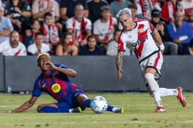 Madrid, İspanya - 31 Ağustos 2025: Rayo Vallecano ile FC Barcelona arasındaki lig maçı. EA Spor Ligi 2024-2025. Futbolcular. Profesyonel lig.