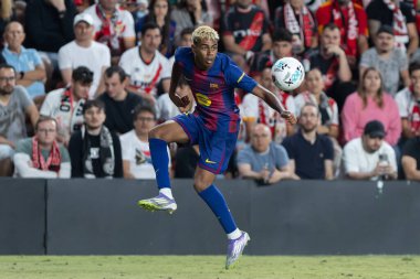 Madrid, İspanya - 31 Ağustos 2025: Rayo Vallecano ile FC Barcelona arasındaki lig maçı. EA Spor Ligi 2024-2025. FC Barcelona oyuncuları. Profesyonel lig.