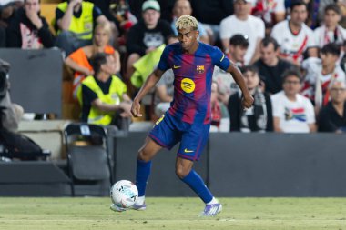 Madrid, İspanya - 31 Ağustos 2025: Rayo Vallecano ile FC Barcelona arasındaki lig maçı. EA Spor Ligi 2024-2025. FC Barcelona oyuncuları. Profesyonel lig.