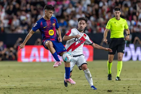 Madrid, İspanya - 31 Ağustos 2025: Rayo Vallecano ile FC Barcelona arasındaki lig maçı. EA Spor Ligi 2024-2025. Futbolcular. Profesyonel lig.