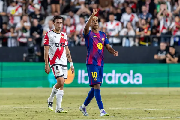 Madrid, İspanya - 31 Ağustos 2025: Rayo Vallecano ile FC Barcelona arasındaki lig maçı. EA Spor Ligi 2024-2025. Futbolcular. Profesyonel lig.
