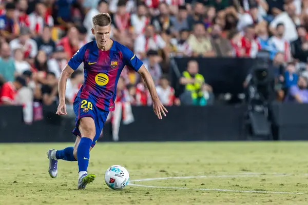Madrid, İspanya - 31 Ağustos 2025: Rayo Vallecano ile FC Barcelona arasındaki lig maçı. EA Spor Ligi 2024-2025. FC Barcelona oyuncuları. Profesyonel lig.