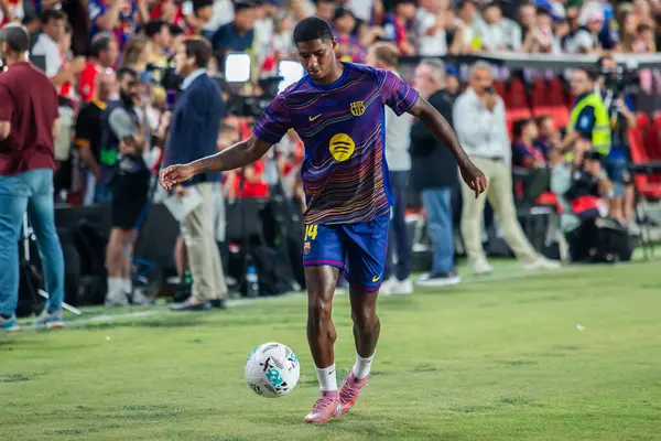 Madrid, İspanya - 31 Ağustos 2025: Rayo Vallecano ile FC Barcelona arasındaki lig maçı. EA Spor Ligi 2024-2025. FC Barcelona oyuncuları. Profesyonel lig.