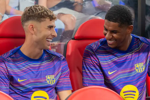 Madrid, İspanya - 31 Ağustos 2025: Rayo Vallecano ile FC Barcelona arasındaki lig maçı. EA Spor Ligi 2024-2025. FC Barcelona oyuncuları. Profesyonel lig.