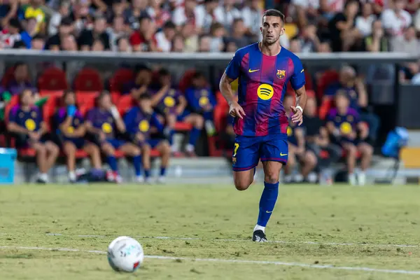Madrid, İspanya - 31 Ağustos 2025: Rayo Vallecano ile FC Barcelona arasındaki lig maçı. EA Spor Ligi 2024-2025. FC Barcelona oyuncuları. Profesyonel lig.