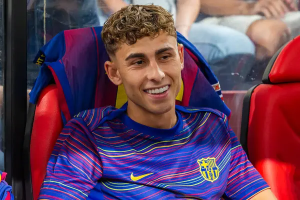 Madrid, İspanya - 31 Ağustos 2025: Rayo Vallecano ile FC Barcelona arasındaki lig maçı. EA Spor Ligi 2024-2025. FC Barcelona oyuncuları. Profesyonel lig.