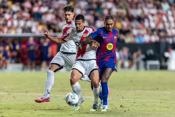 Madrid, İspanya - 31 Ağustos 2025: Rayo Vallecano ile FC Barcelona arasındaki lig maçı. EA Spor Ligi 2024-2025. Futbolcular. Profesyonel lig.