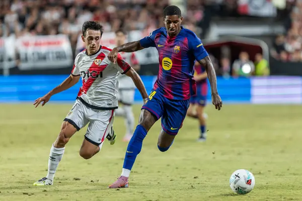 Madrid, İspanya - 31 Ağustos 2025: Rayo Vallecano ile FC Barcelona arasındaki lig maçı. EA Spor Ligi 2024-2025. Futbolcular. Profesyonel lig.