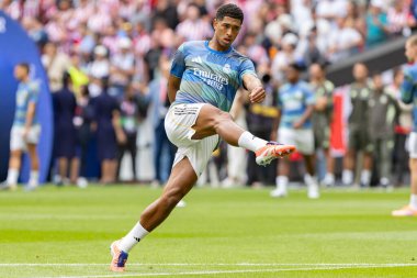 Madrid, İspanya - 27 Eylül 2025: Atletico Madrid ile Real Madrid arasındaki La Liga maçı İspanya 'nın başkentinde oynandı. Gerçek Madrid oyuncuları. Futbol müsabakası. EA Spor Ligi.