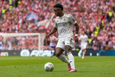Madrid, İspanya - 27 Eylül 2025: Atletico Madrid ile Real Madrid arasındaki La Liga maçı İspanya 'nın başkentinde oynandı. Gerçek Madrid oyuncuları. Futbol müsabakası. EA Spor Ligi.