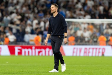 Madrid, İspanya - 4 Ekim 2025: Madrid ile Villarreal arasındaki La Liga maçı Madrid 'de oynandı. Maç sırasında Real Madrid oyuncuları. 15 kez Şampiyonlar Ligi şampiyonu. Beyazlar.