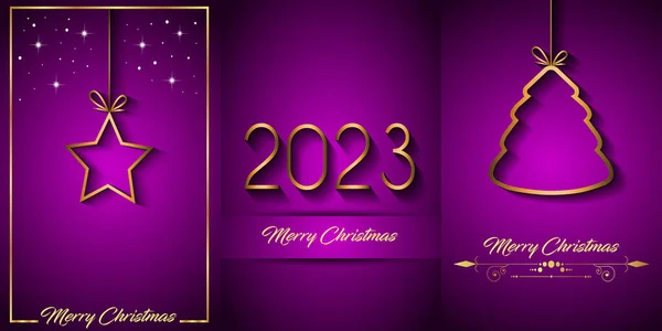 2023 Feliz Fundo Natal Para Seus Convites Sazonais Cartazes Festivais —  Vetores de Stock