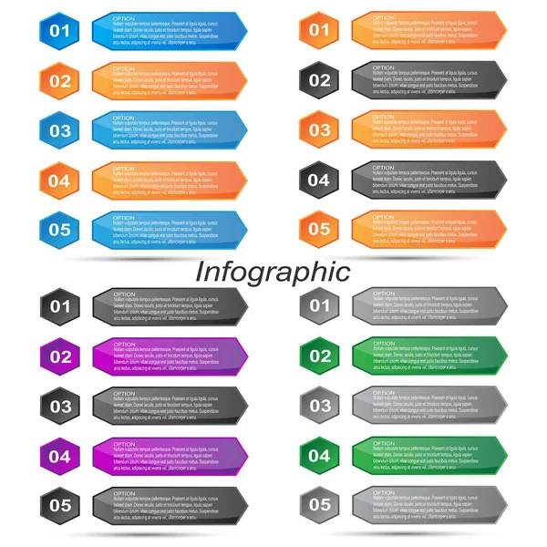 Συλλογή Infographics Βήματα Και Επιλογές Banner Για Επιχειρηματικό Σχεδιασμό Και — Διανυσματικό Αρχείο