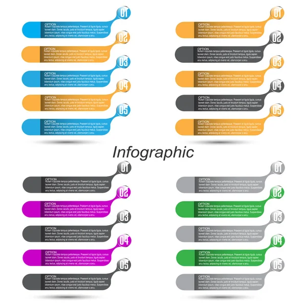 Coleção Infográficos Com Passos Opções Banner Para Design Negócios Modelo — Vetor de Stock