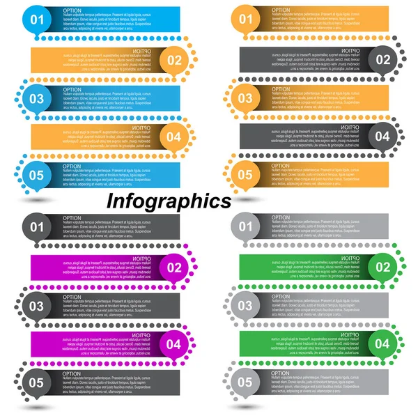 Infographie Collection Avec Étapes Options Bannière Pour Conception Entreprise Modèle — Image vectorielle