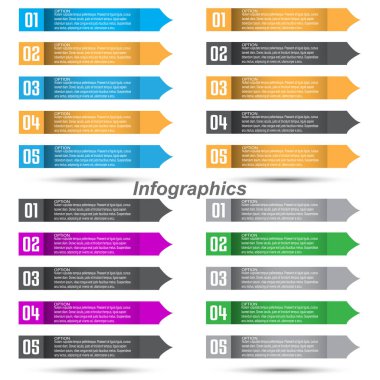 Adımları ve seçenekleri olan koleksiyon bilgi grafikleri, iş tasarımı ve web sitesi şablonu afişi.