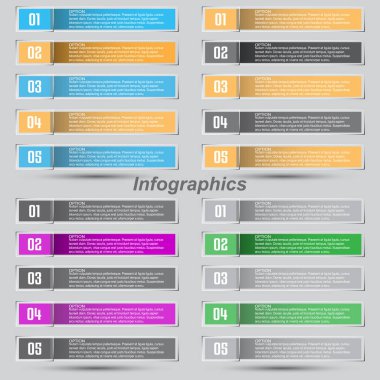 Adımları ve seçenekleri olan koleksiyon bilgi grafikleri, iş tasarımı ve web sitesi şablonu afişi.