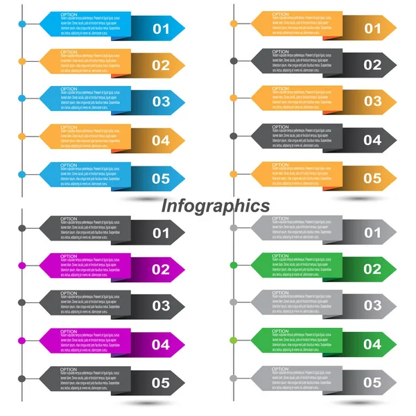 Samling Infographics Med Steg Och Alternativ Banner För Affärsdesign Och — Stock vektor