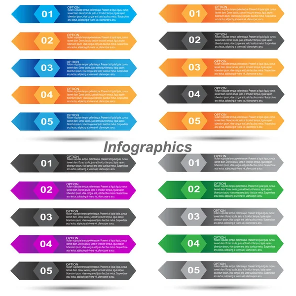 Infographie Collection Avec Étapes Options Bannière Pour Conception Entreprise Modèle — Image vectorielle