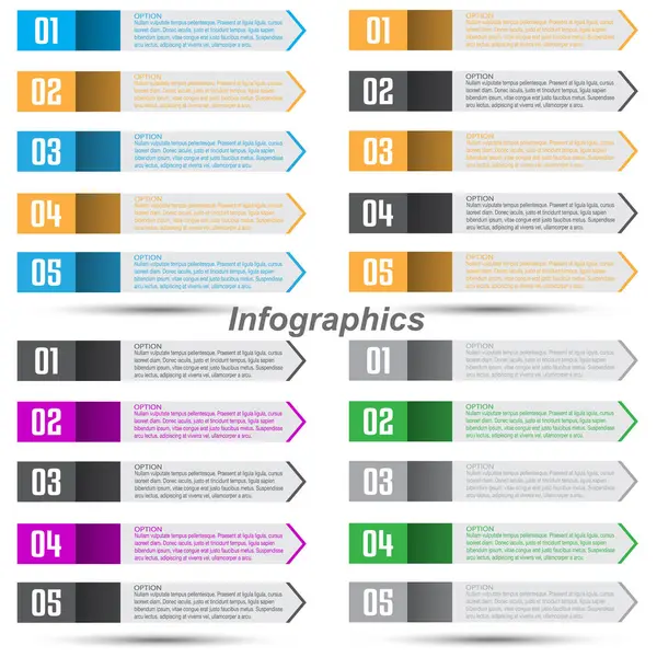 Kolekcja Infografik Krokami Opcjami Baner Projektowania Biznesowego Szablon Strony Internetowej — Wektor stockowy