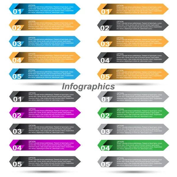 Samling Infographics Med Steg Och Alternativ Banner För Affärsdesign Och — Stock vektor