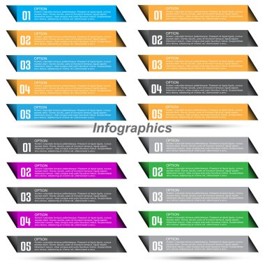 Adımları ve seçenekleri olan koleksiyon bilgi grafikleri, iş tasarımı ve web sitesi şablonu afişi.