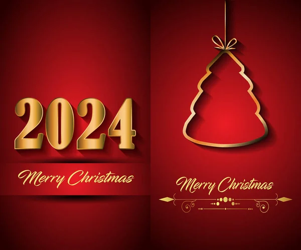 2024 Feliz Fundo Natal Para Seus Convites Sazonais Cartazes Festivais — Vetor de Stock