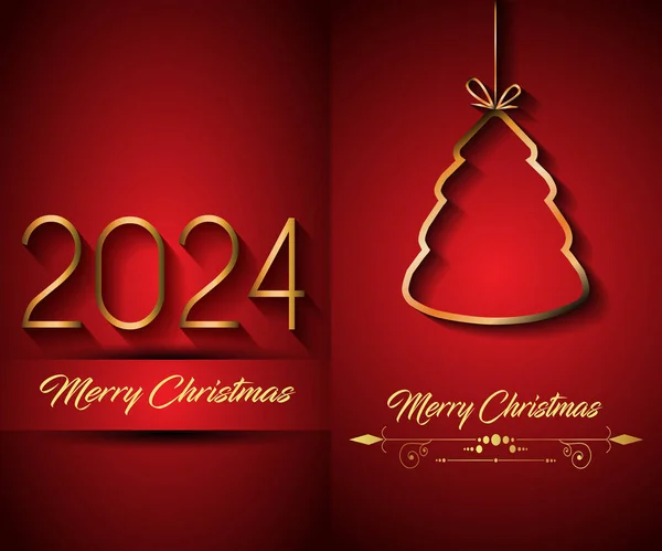 2024 Feliz Fundo Natal Para Seus Convites Sazonais Cartazes Festivais — Vetor de Stock