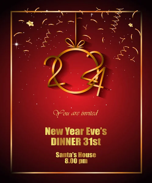 2024 Szczęśliwego Nowego Roku Tło Dla Sezonowych Zaproszeń Świąteczne Plakaty Wektory Stockowe bez tantiem