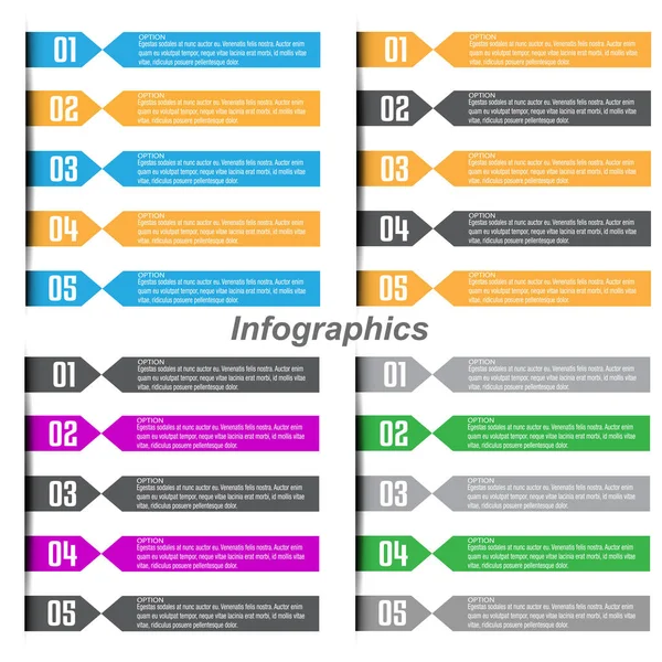 Збірка Інфографіки Кроками Параметрами Банер Бізнес Дизайну Шаблону Веб Сайту — стоковий вектор