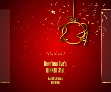 2024 Mutlu yeni yıl arkaplan afişleri mevsimlik davetiyeleriniz için festival afişleri.