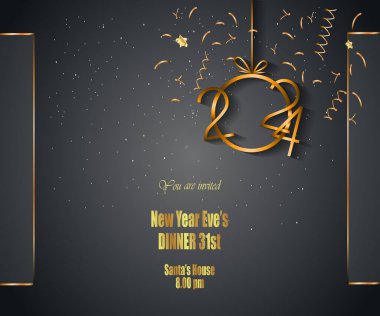 2024 Mutlu yeni yıl arkaplan afişleri mevsimlik davetiyeleriniz için festival afişleri.